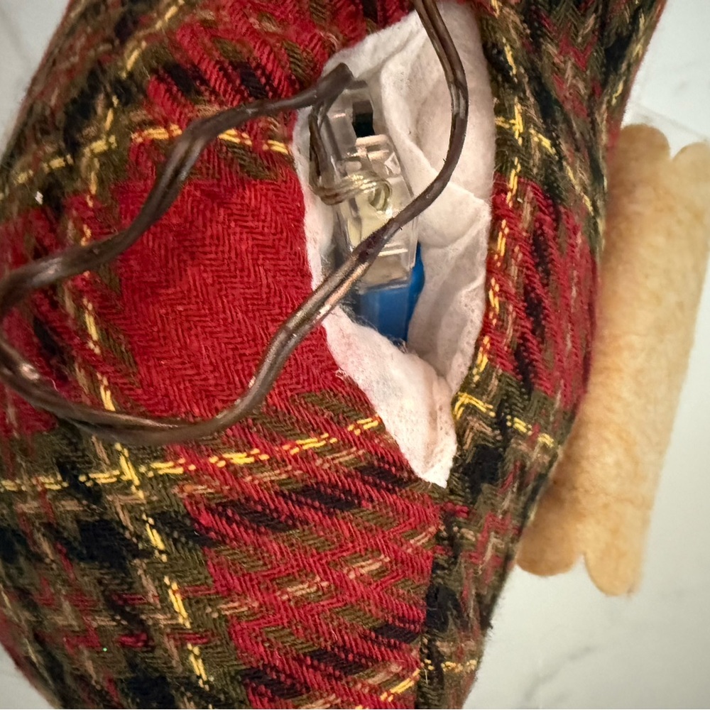 Plaid Holiday Reindeer with lit antlers. - Picture 4 of 5